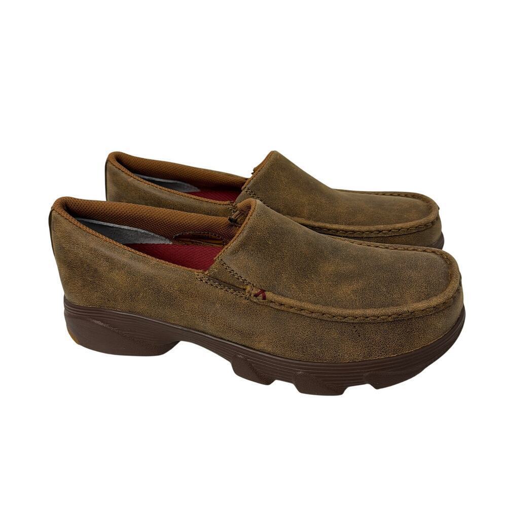 Twisted X Shoes Mens Size 7 M Crossover Slip On EVA Bomber Casual Brown Leather